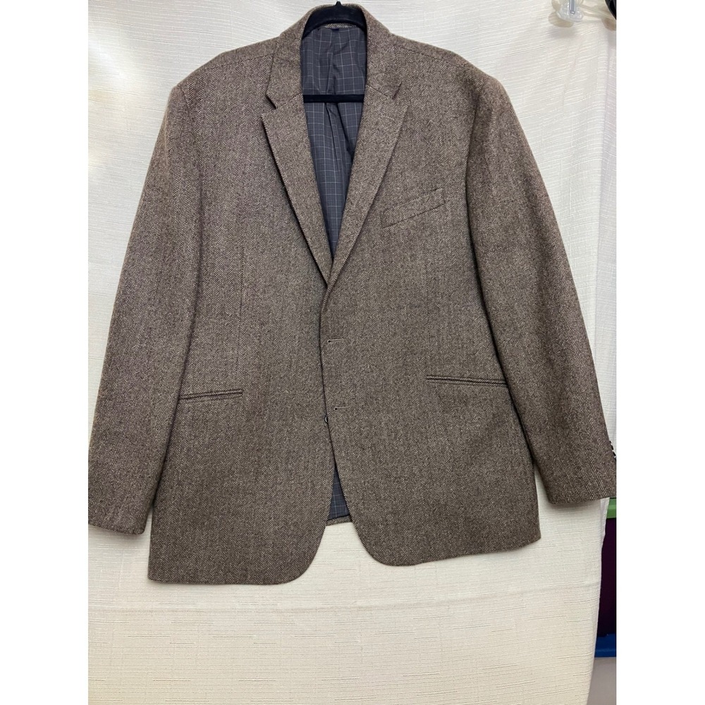 Jos.A. Bank 1905 Sport Coat Mens 48 Long Brown Excellent Herringbone Wool Blazer